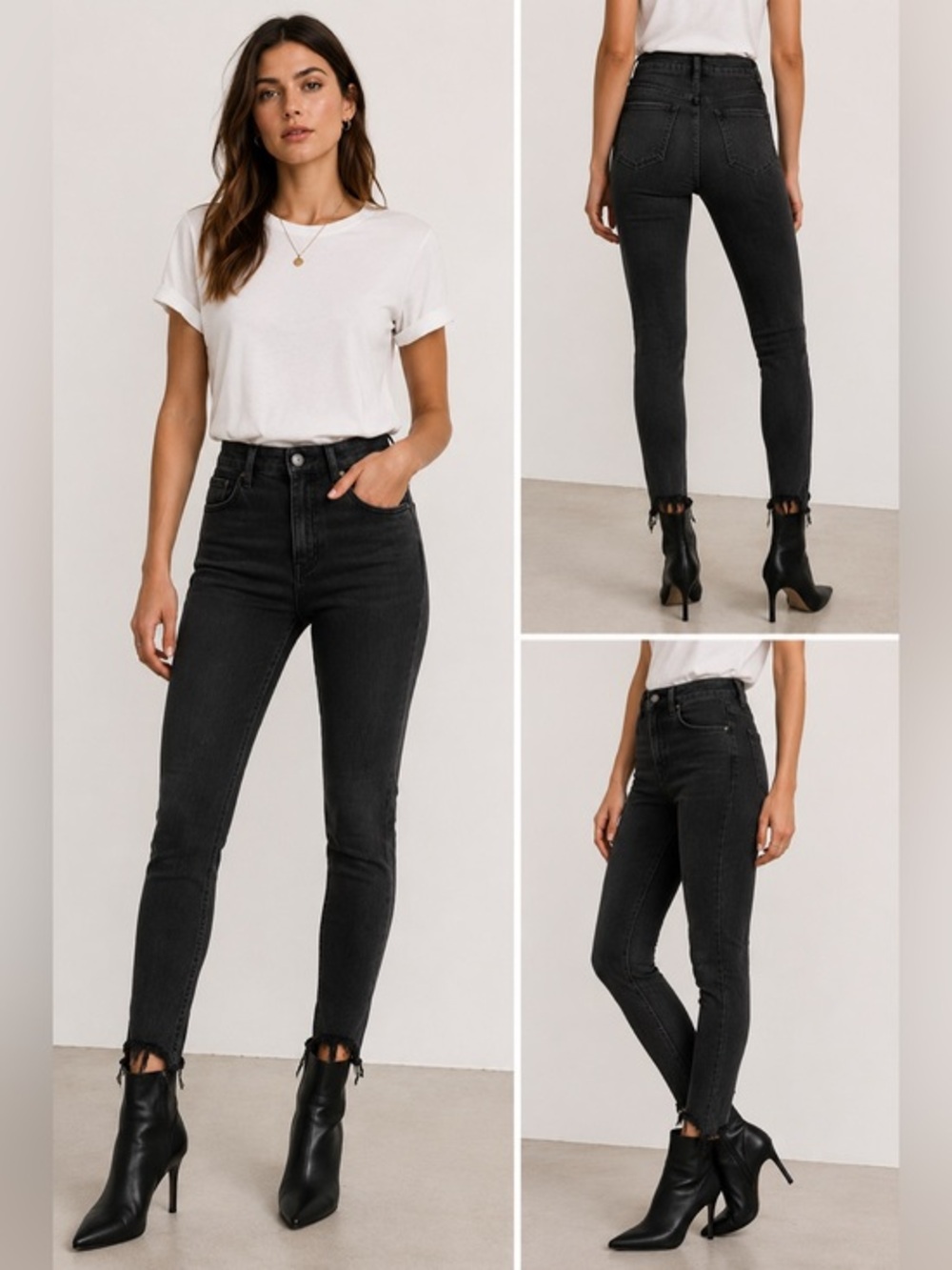 AGOLDE Sophie Black Skinny Jeans Raw Hem High Rise Size 28